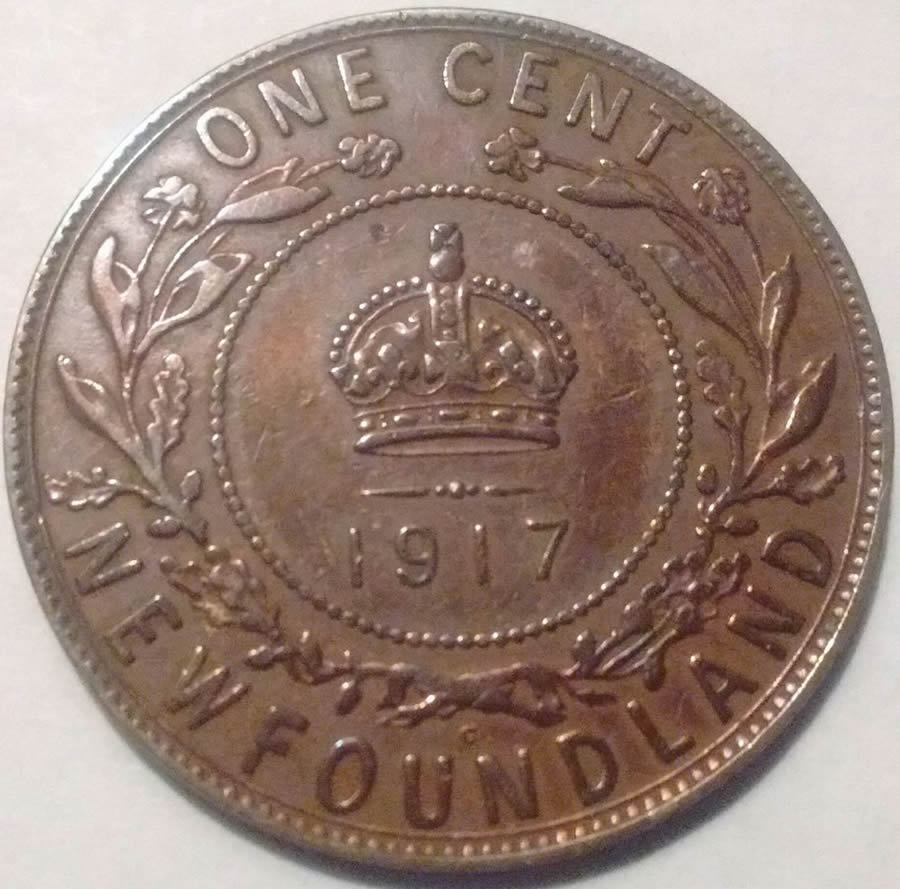 1917-NFLD-Large-One-Cent-X2-Grades-Pls